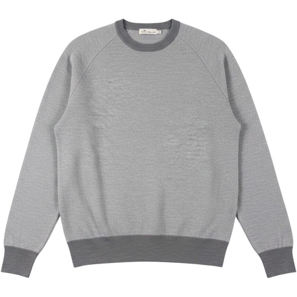 Peter Millar Grey Merino Wool Crewneck Sweater Elbow Patches Mens Small MF17S61